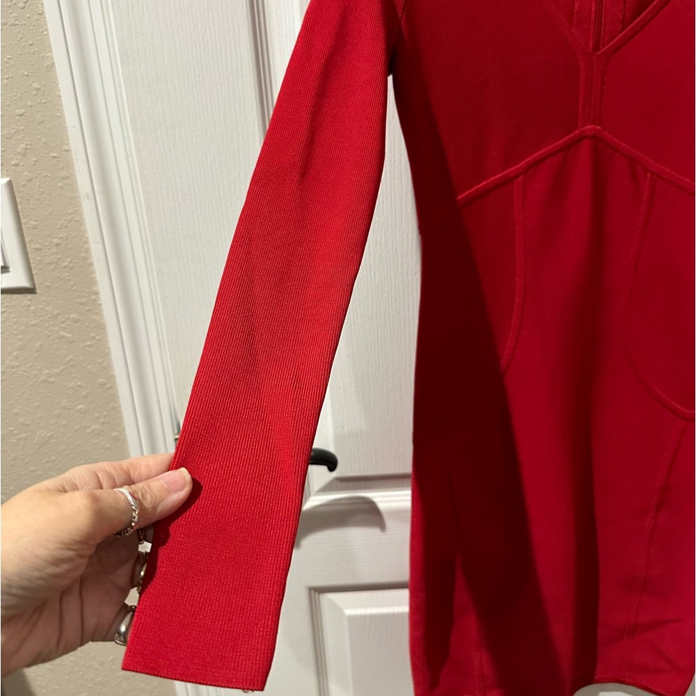 Ted Baker Red Knit Aspin Long Sleeve Celebrity Bodycon Sheath Dress - Picture 8 of 13